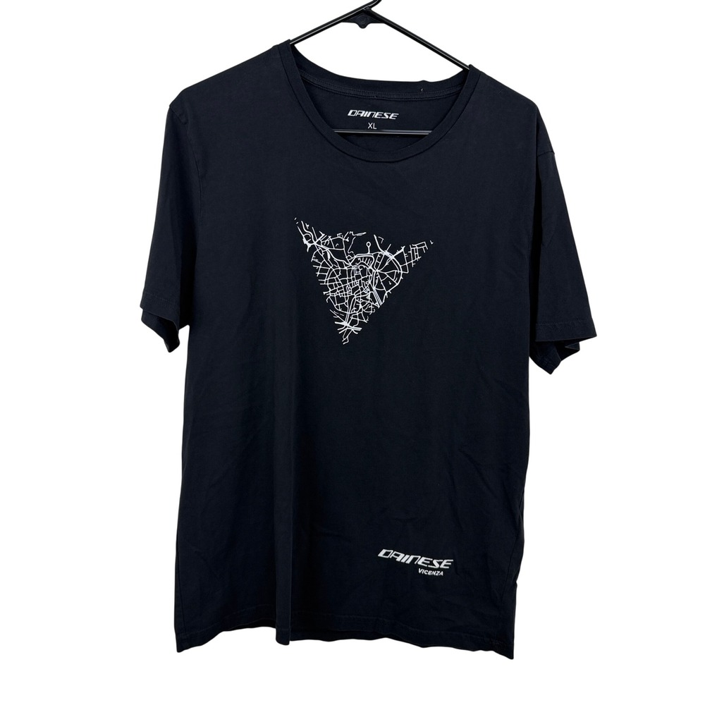 Dainese T-Shirt Mens XL Black Vicenza Map Graphic Short Sleeve Motorbike Racing